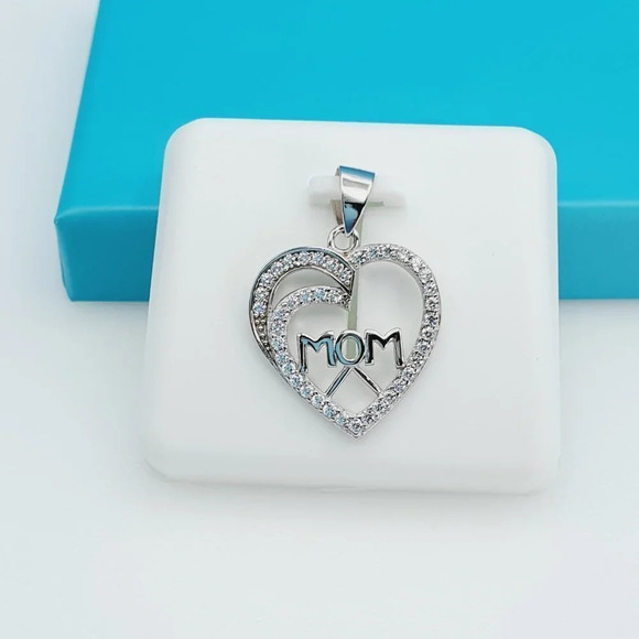 925 Sterling Silver CZ Beautiful Mom Pendant for Women, 1USPAR4089 - Picture 5 of 11